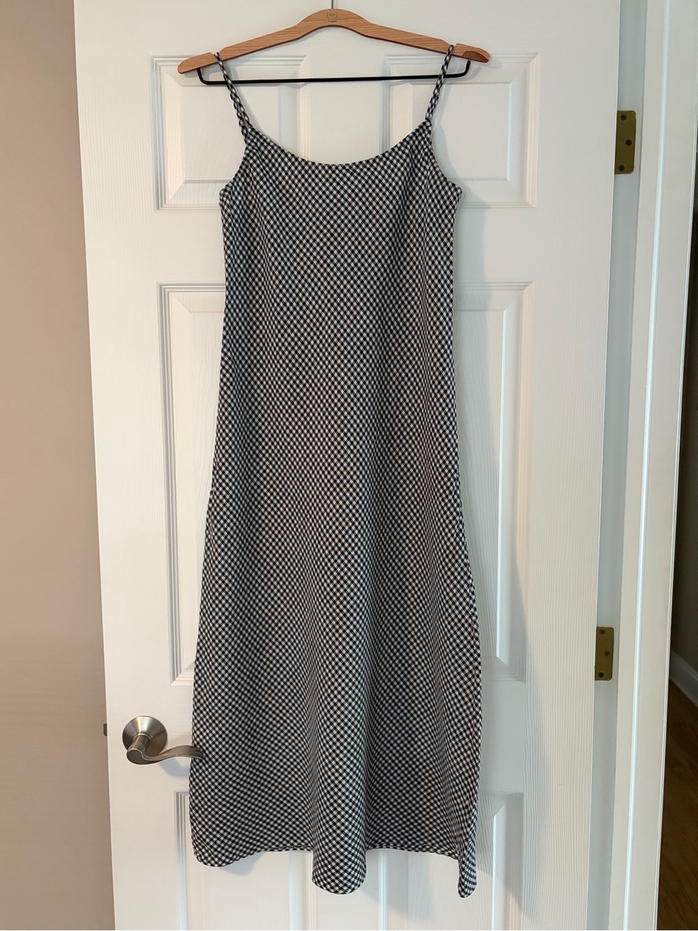 J. Crew Gwyneth Slip Dress in Black/White Gingham Linen (Size 4)